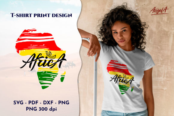 Africa Silhouette with Hand Lettering Design: A Versatile and Elegant Graphic for Creative Projects