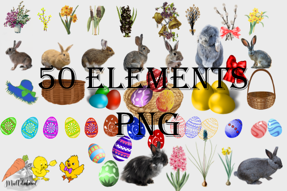 Easter Set with Cute Bunnies and Eggs: A Creative Resource for Designers and Enthusiasts